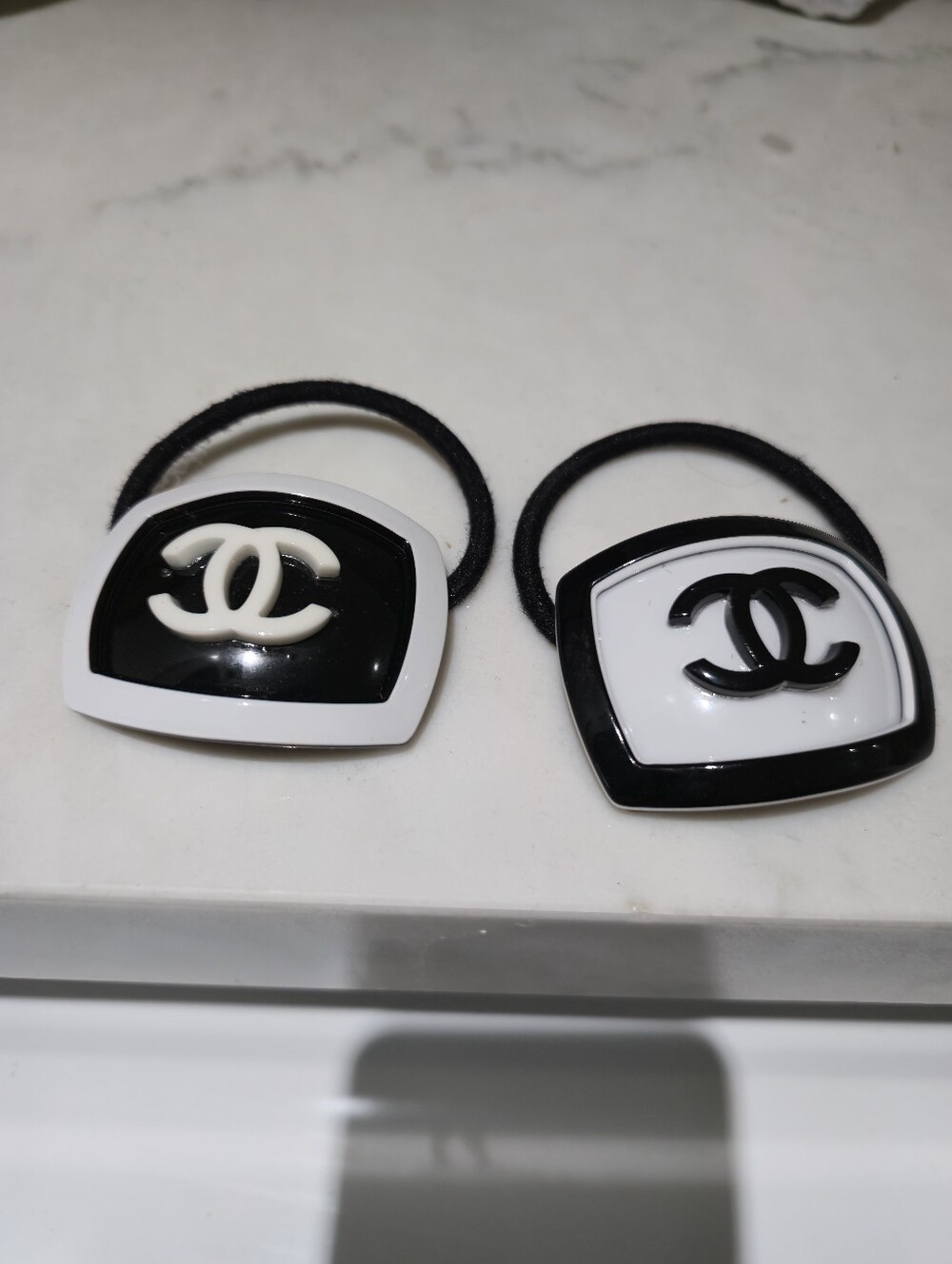 Chanel Chic Black & White Logo Hair Ties - Designer Style